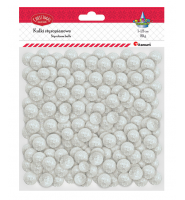 KULKI STYROPIANOWE BROKATOWE BIAŁE 20G - OZDOBY BOŻE NARODZENIE