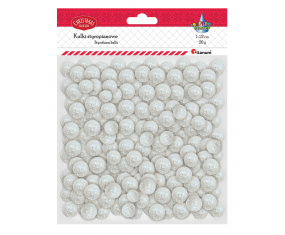 KULKI STYROPIANOWE BROKATOWE BIAŁE 20G - OZDOBY BOŻE NARODZENIE