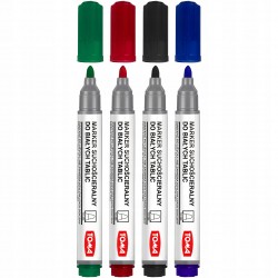 Markery do tablicy 4 szt. + gąbka - zestaw - TOMA