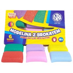 Modelina z brokatem 6 kolorów - Astra