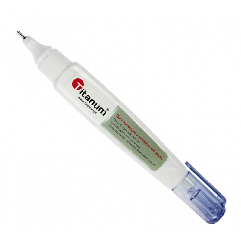 Korektor w długopisie piórze Titanum 8 ml z metalową końcówką