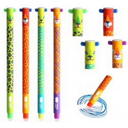 Długopis zmazywalny Uszaki Wild 4 sztuki niebieski 0,5mm na blistrze Happy Color