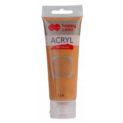 Farba akrylowa 75ml głębokie złoto metalik Happy Color nr 114