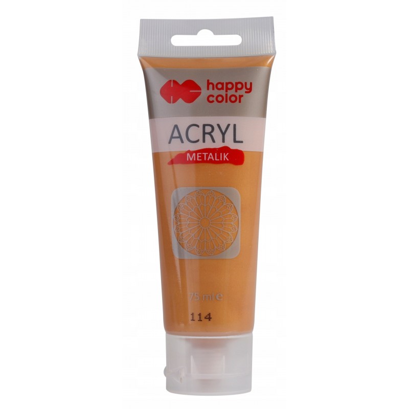 Farba akrylowa 75ml głębokie złoto metalik Happy Color nr 114