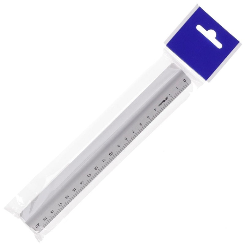 Linijka szkolna z uchwytem 20 cm aluminiowa Leniar