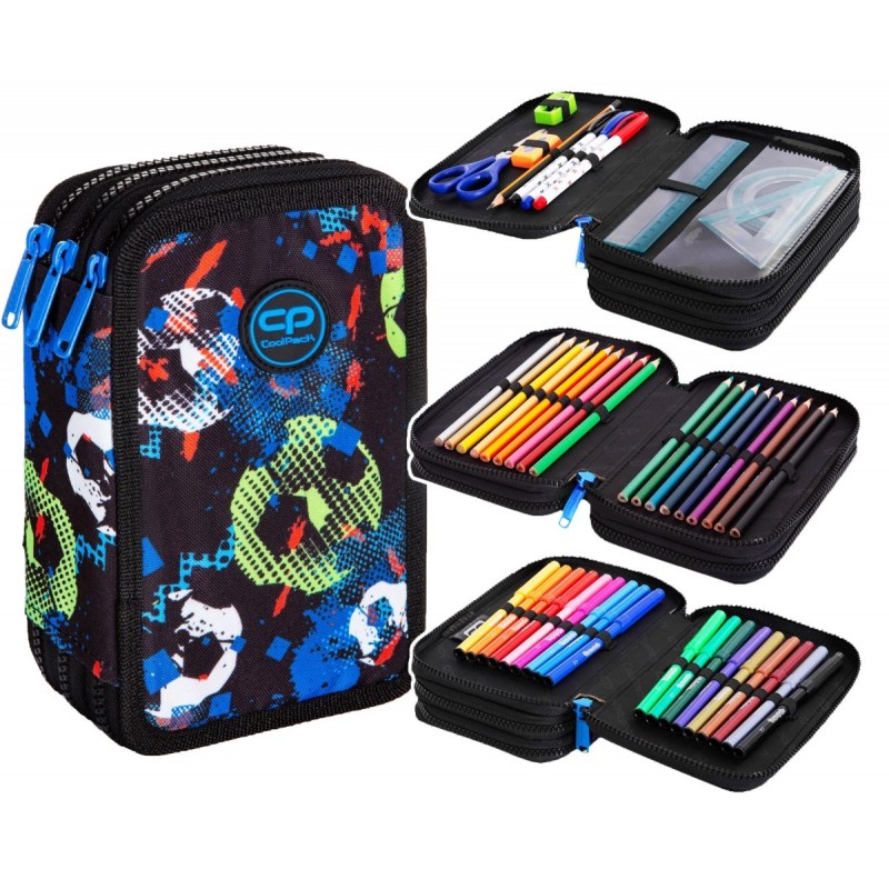 Piórnik trzykomorowy z wyposażeniem CoolPack Piłka nożna Football Jumper 3