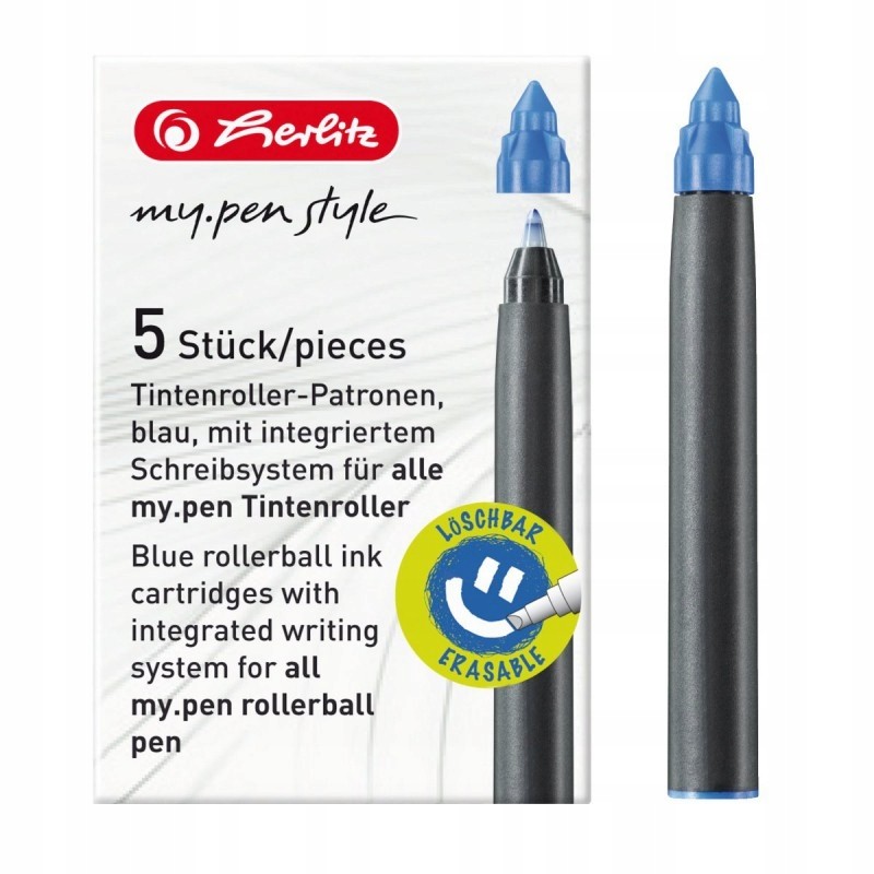 Wkłady do pióra kulkowego niebieskie 5 sztuk Herlitz