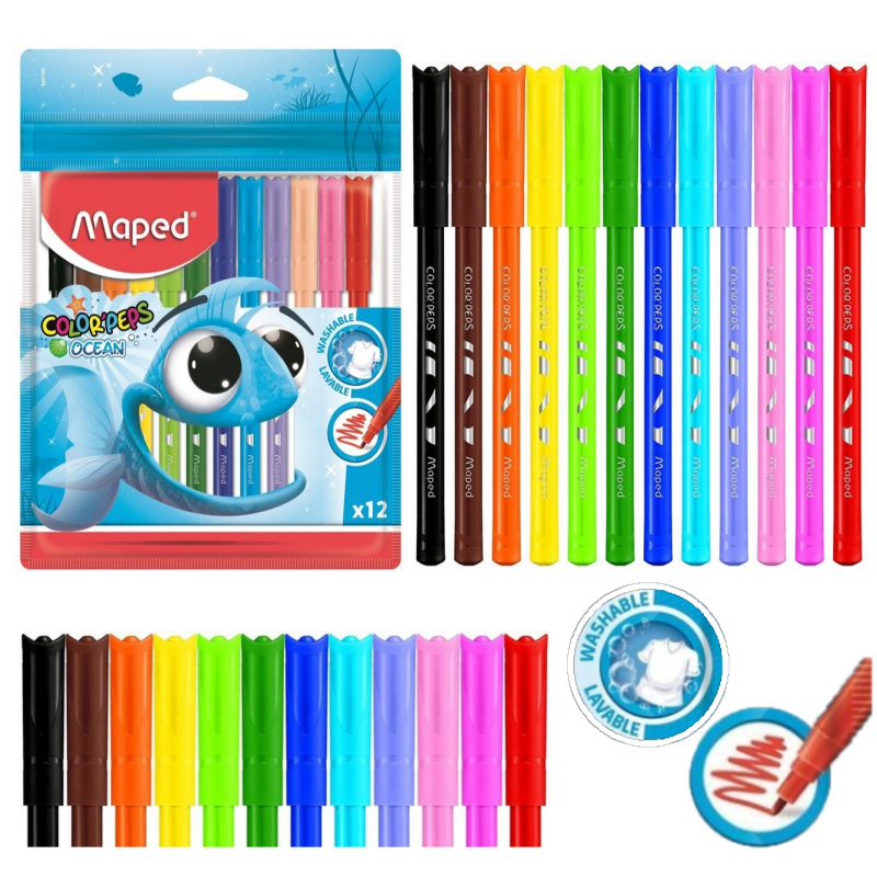 Pisaki flamastry 12 kolorów Maped ColorPeps Ocean zmywalne