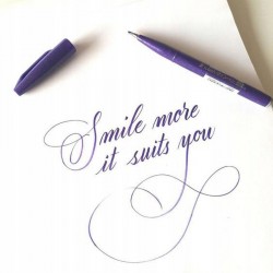 PENTEL PISAK PĘDZELKOWY KALIGRAFIA BRUSH SIGN PEN FIOLETOWY