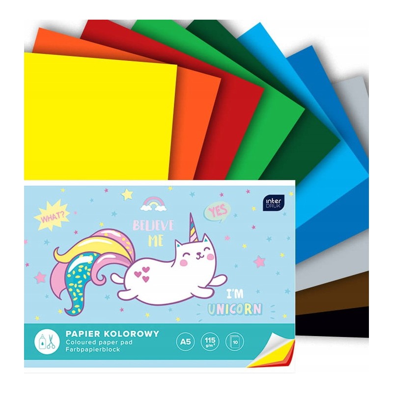 Zeszyt papierów kolorowych wycinanka A5 10k 115g Interdruk