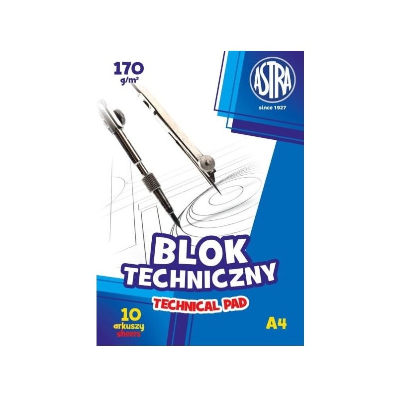 Blok techniczny biały A4 10 ark. 170g/m Astrapap