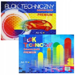 Blok techniczny kolorowy PREMIUM A4 10 ark. 170g/m PROTOS