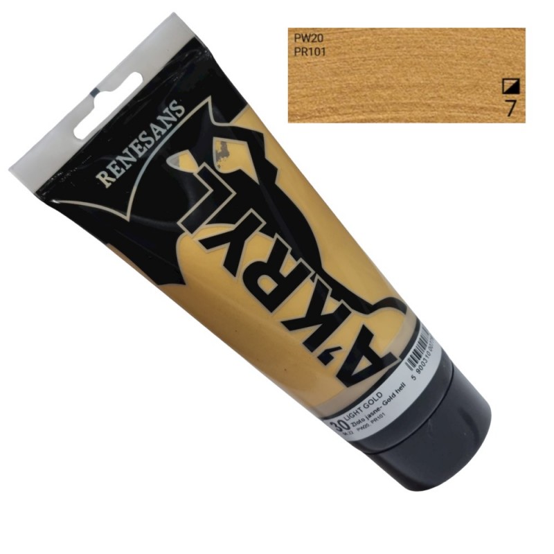 Farba akrylowa metaliczna 200ml RENESANS złoto jasne nr 30