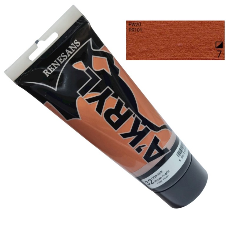 Farba akrylowa metaliczna 200ml RENESANS miedź nr 32