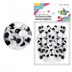 Oczy ruchome samoprzylepne oczka dekoracyjne ozdobne kreatywne 80 szt. 12mm Titanum