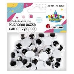 Oczy ruchome samoprzylepne oczka dekoracyjne ozdobne kreatywne 40 szt. 15mm Titanum