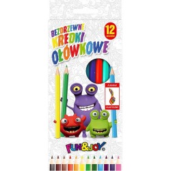 Kredki szkolne ołówkowe 12 kolorów elastyczne sześciokątne Fun&Joy