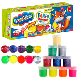 Farby plakatowe dekoracyjne BAMBINO 10 kolorów fluo, brokat