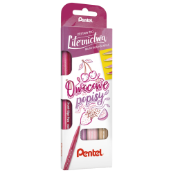 Zestaw pisak pędzelkowy Pentel Brush Sign Pen różowy 4 szt.