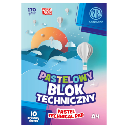Pastelowy blok techniczny kolorowy A4 10 kartek 170g Astrapap