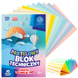 Pastelowy blok techniczny kolorowy A4 10 kartek 170g Astrapap
