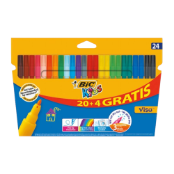 Mazaki pisaki flamastry szkolne BIC KIDS 24 kolory VISA dla dzieci