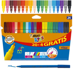 Mazaki pisaki flamastry szkolne BIC KIDS 24 kolory VISA dla dzieci