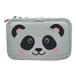 Piórnik z wyposażeniem dwukomorowy szkolny PANDA dla dziewczynki St. Right