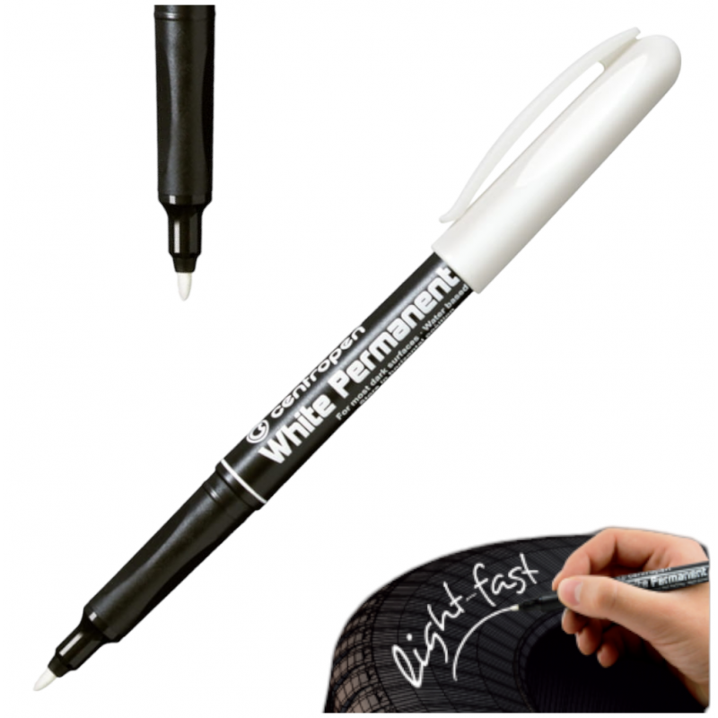 Marker biały permanentny do opon cienki pisak 1,2mm Centropen