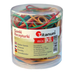Gumki recepturki kolorowe zestaw w pojemniku MIX 40g Titanum
