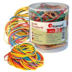 Gumki recepturki kolorowe zestaw w pojemniku MIX 40g Titanum