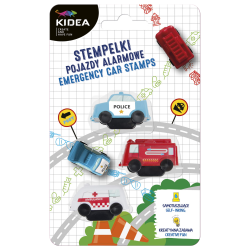 Pieczątki dla dzieci stempelki samochody 3 szt. KIDEA pojazdy alarmowe