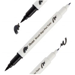 PENTEL pisak pędzelkowy BRUSH SIGN PEN TWIN dwustronny do kaligrafii czarny