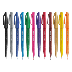 Zestaw Brush Pen Pentel pisak pędzelkowy 12 kolorów do kaligrafii