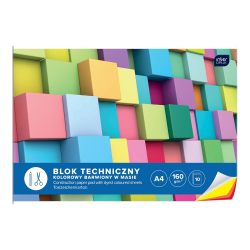 Zestaw 4x bloki szkolne A4 INTERDRUK blok techniczny rysunkowy biały kolorowy