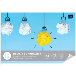 Zestaw 4x bloki szkolne A4 INTERDRUK blok techniczny rysunkowy biały kolorowy
