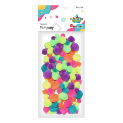Pompony dekoracyjne pomponiki kolorowe neonowe 68 sztuk Titanum
