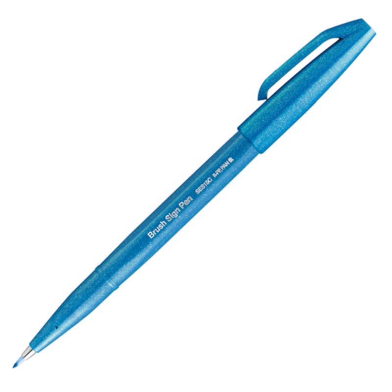 Brush Sign Pen PENTEL pisak pędzelkowy do kaligrafii błękitny