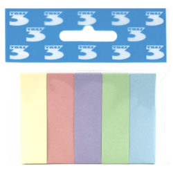 Zakładki indeksujące karteczki samoprzylepne pastelowe papierowe TRES 5 kolorów 15x50mm