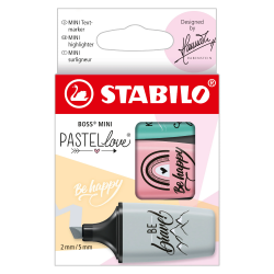 Zakreślacze Stabilo Boss pastelowe mini 3 szt. ZESTAW szary, różowy, niebieski
