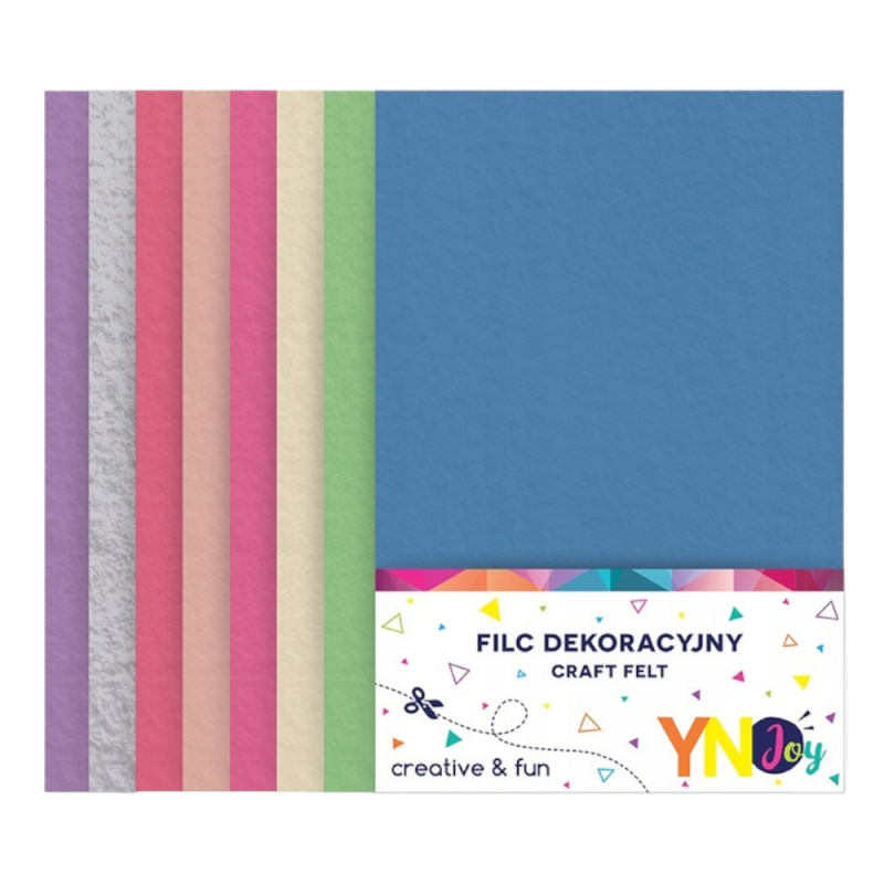 Filc dekoracyjny kolorowy A4 mix pastelowy 8 arkuszy zestaw Interdruk