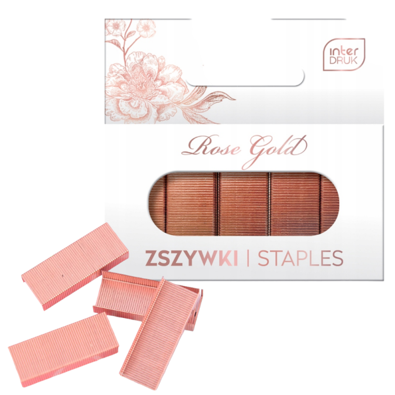 Zszywki Rose Gold 24/6 1000 sztuk różowe złoto Interdruk