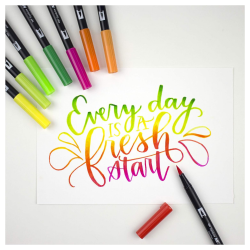 Brush Pen TOMBOW zestaw flamastry dwustronne do kaligrafii pędzelkowe 6 szt. podstawowe kolory