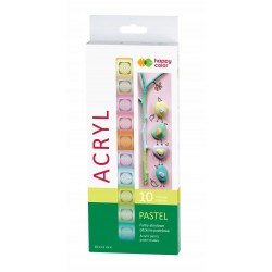 Farby akrylowe zestaw pastelowe 10 kolorów do malowania Happy Color 12 ml