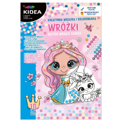 Kolorowanka + kreatywna mozaika dla dziewczynki WRÓŻKI zestaw KIDEA - na prezent