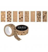 Taśma ozdobna samoprzylepna ZESTAW washi tape kraft 8 szt. Interdruk