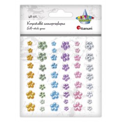 Kryształki samoprzylepne naklejki dekoracyjne kwiatki kolorowe pastelowe Titanum