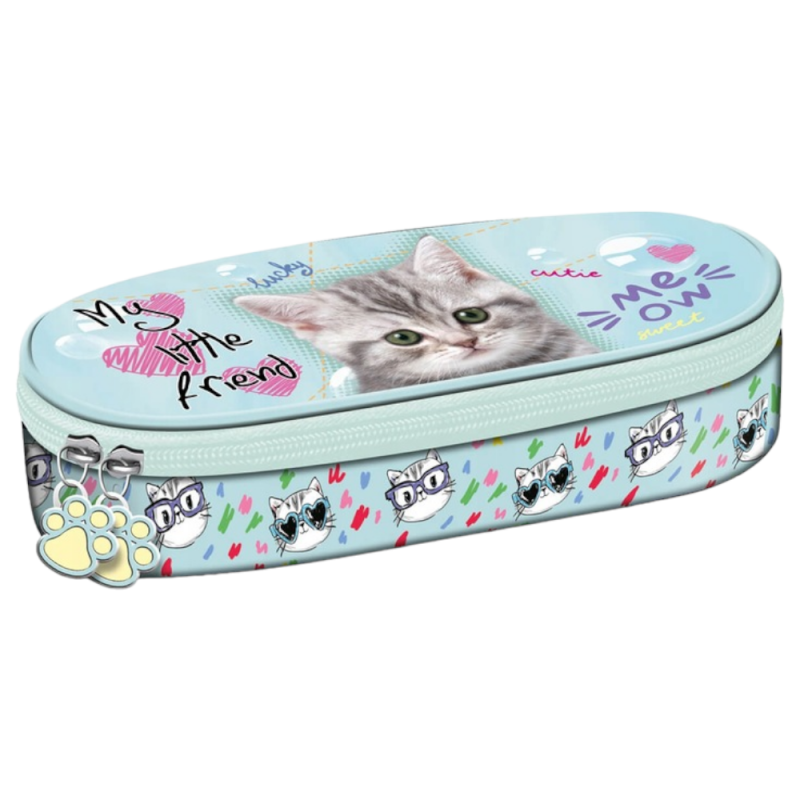 Piórnik szkolny saszetka z klapką owalna KOTEK Mint Kitty My Little Friend