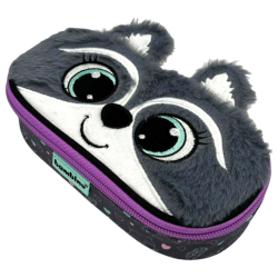 Piórnik saszetka szkolny z klapką pluszowy dla dziewczynki SZOP Bambino Racoon