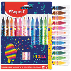 Mazaki pisaki flamastry dla dzieci szkolne Pixel 12 kolorów Maped